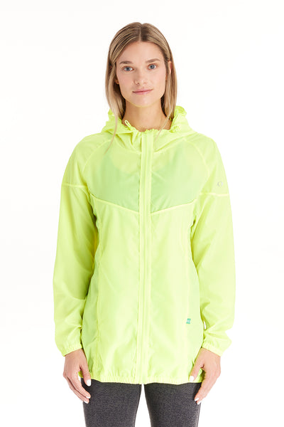 waterproof maternity windbreaker with 3in1 maternity panel technology in color safety yellow