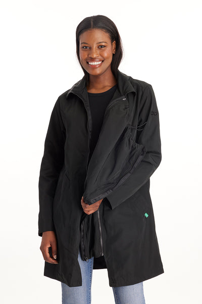 Black trench coat with 3in1 maternity panel 