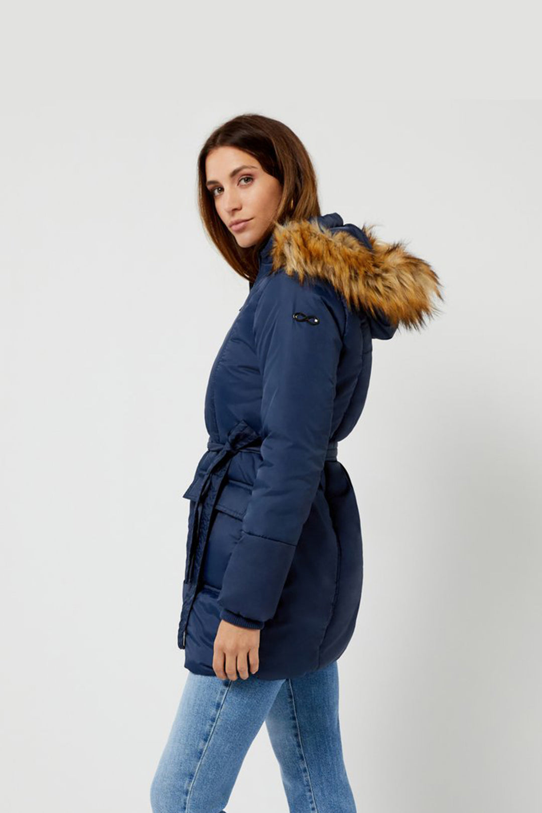 Belted winter coat womens on sale