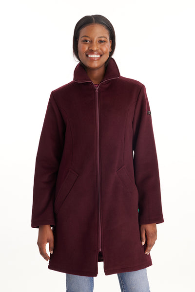 burgundy maternity wool coat with 3 in 1 pregnancy panel